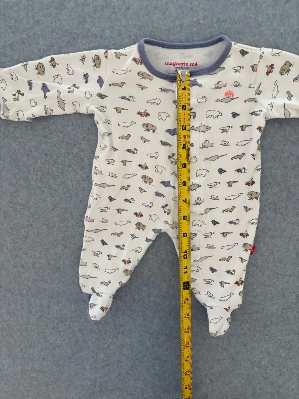 Magnetic Me Newborn Organic Cotton Animal Print Footie Sleeper Sz Newborn 6-8lbs